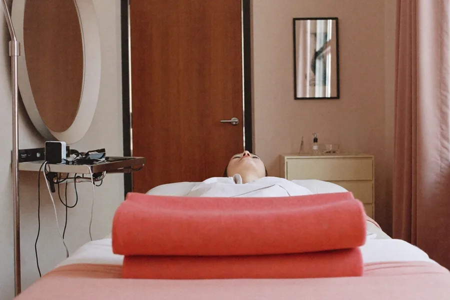 A cosy lash and brow treatment room